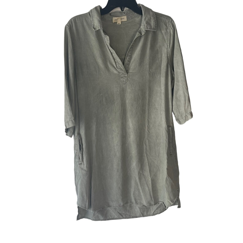 Cloth & Stone Olive Green Tencel Lyocell Shift Dress Pockets M B6582-654-303